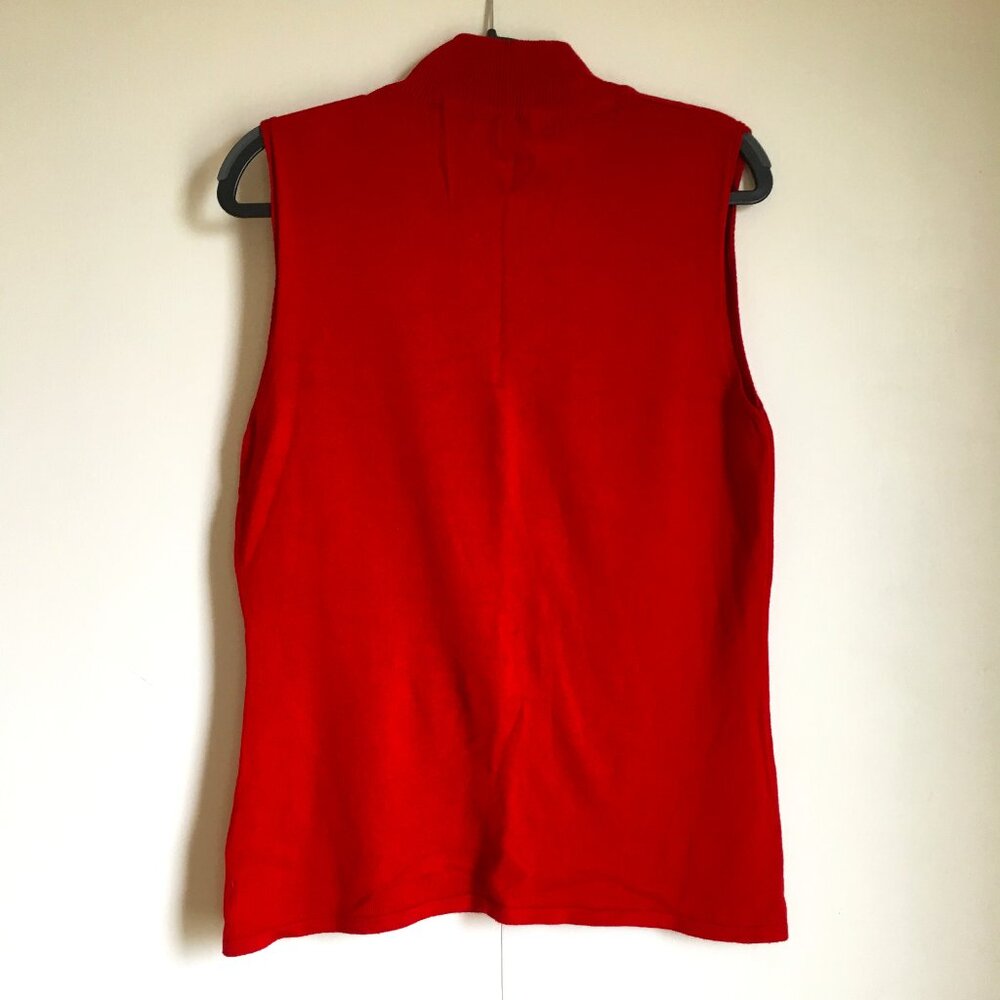Parkhurst Maple Red Cotton Rayon Mock Neck Sleeveless Sweater Made In Canada M - Picture 2 of 11
